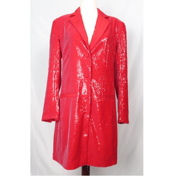 Anthropologie Maeve Sequin Blazer Dress Red - 2 Petite 2P - Picture 6 of 12